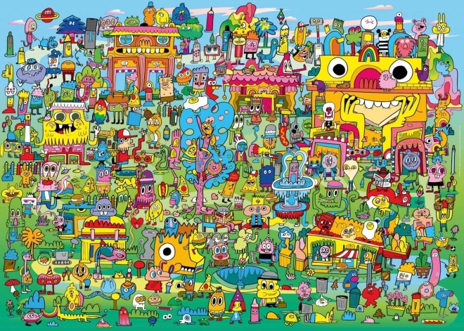 Puzzle 1000 pièces Village plein de doodles – Jon Burgermann, HEYE