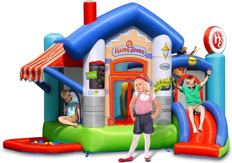 Château gonflable Happyhop Happy Store avec toboggan et trampoline