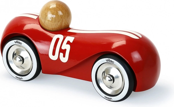 Vilac voiture de course en bois Streamline vintage rouge