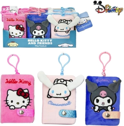 Mini carnet en peluche Hello Kitty avec clip