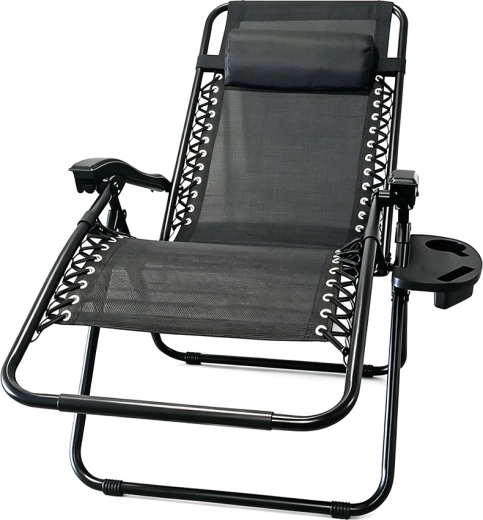 Chaise longue de jardin pliante Baby Mix noire