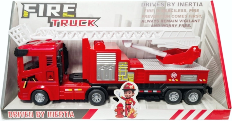 Camion de pompiers avec échelle rotative et télescopique