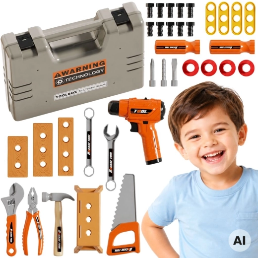 Woopie set d’outils en mallette 45 pièces avec tournevis à piles et lumière