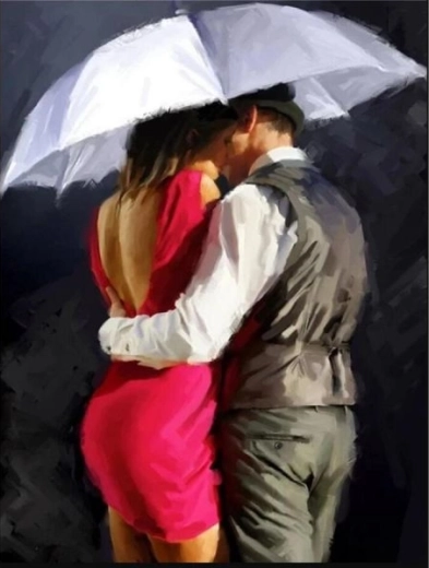 Mosaïque diamant (diamond painting) Sous le parapluie 30 × 40 cm - 1 pièce