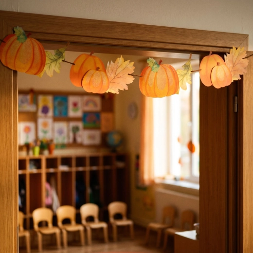 Guirlande en papier avec feuilles et citrouilles 152 × 11,6 cm