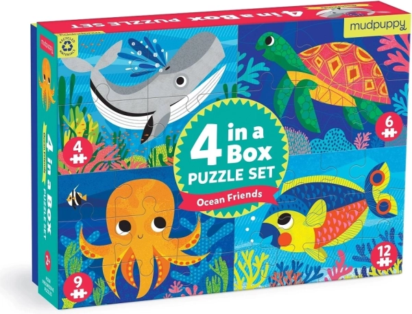 Puzzle Mudpuppy Océan – coffret 4 en 1