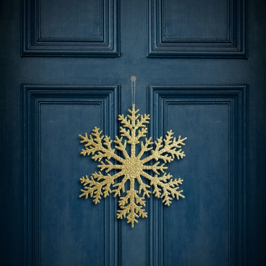 Décoration de Noël suspendue flocon de neige doré 31 cm