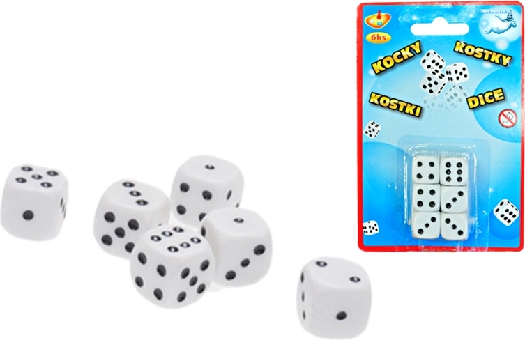 Set de dés de jeu blancs 12 mm – 6 pcs