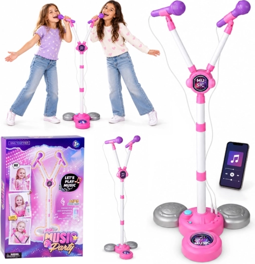 Kit karaoké pour enfants avec deux microphones sur pied réglable