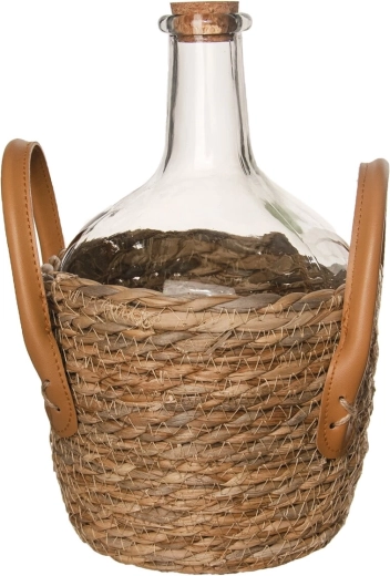 Dame-jeanne en verre tressée 2,15 l avec bouchon en liège