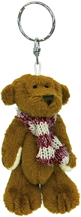 Porte-clés en peluche ourson marron foncé 11 cm