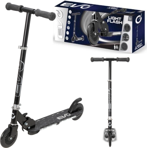 Trottinette enfant pliable à deux roues EVO Light Flash avec plateau lumineux, noire