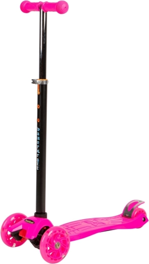 Trottinette pliable d’équilibre rose à 3 roues pour enfant avec roulettes LED lumineuses