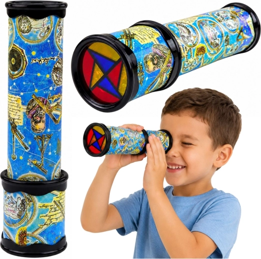 Kaléidoscope rotatif pour enfants avec motifs colorés bleu 21 × 5,5 cm - 1 pièce