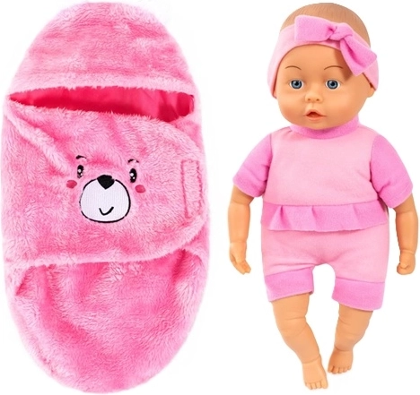 Poupée bébé Bayer Bobas avec emmaillotage rose, 35 cm