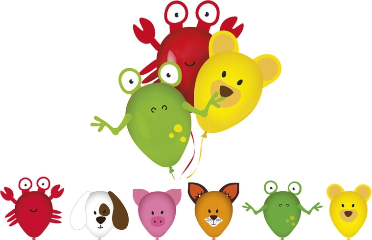 Ballons avec images MY PARTY Animals, set de 6 pcs