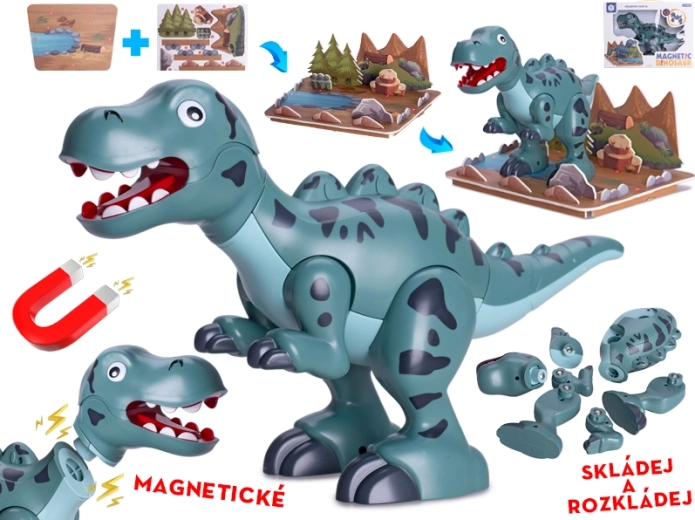 Dinosaure magnétique T‑Rex 28 cm – figurines de construction interactives avec accessoires