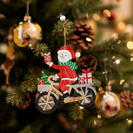 Décoration de Noël suspendue en bois, bonhomme de neige, 21,5 × 11,5 cm
