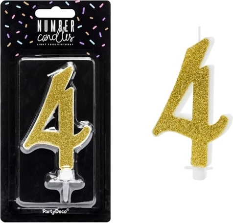 Bougie d’anniversaire chiffre 4 dorée - 1 pièce