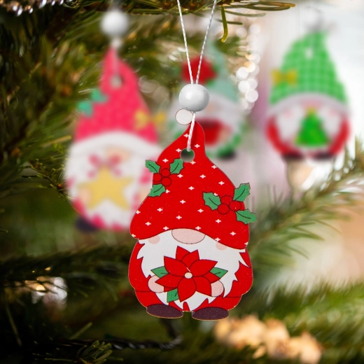 Set de décorations de Noël en bois représentant des lutins, 12 pièces