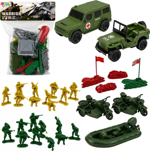 Ensemble de jeu militaire avec soldats, véhicules et base – 46 pièces