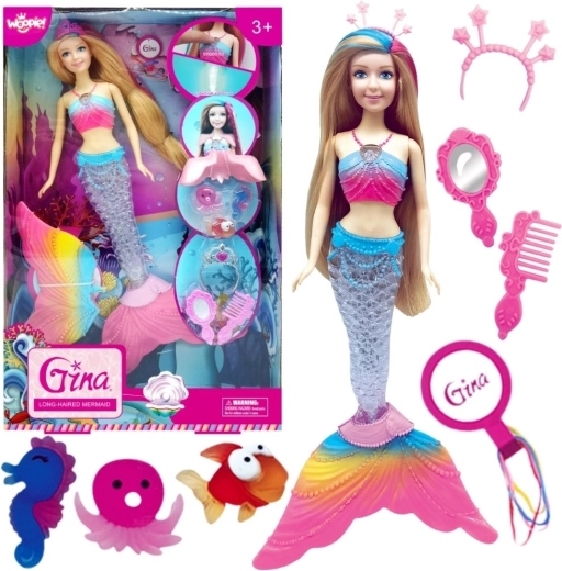 WOOPIE sirène Gina avec queue arc-en-ciel et accessoires