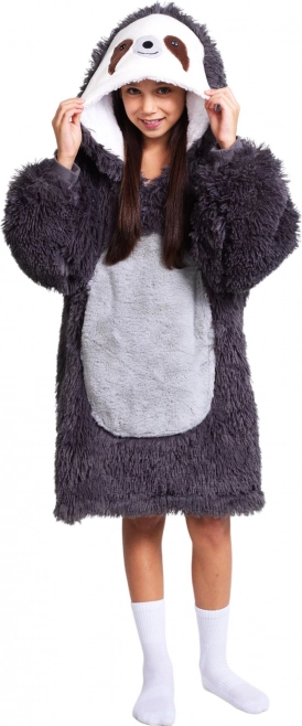 COZY NOXXIEZ couverture à capuche type sweat chaude pour enfants (7–12 ans) – paresseux