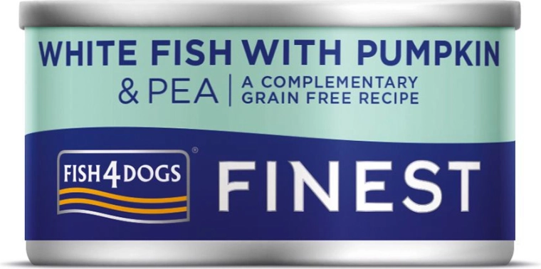 Boîte pour chiens au poisson blanc avec potiron et pois 85 g