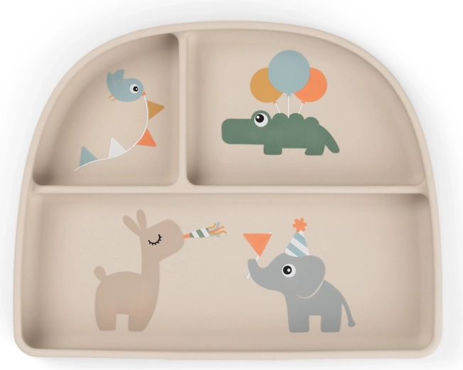 Assiette compartimentée avec ventouse Done by Deer Stick&Stay Celebration sable