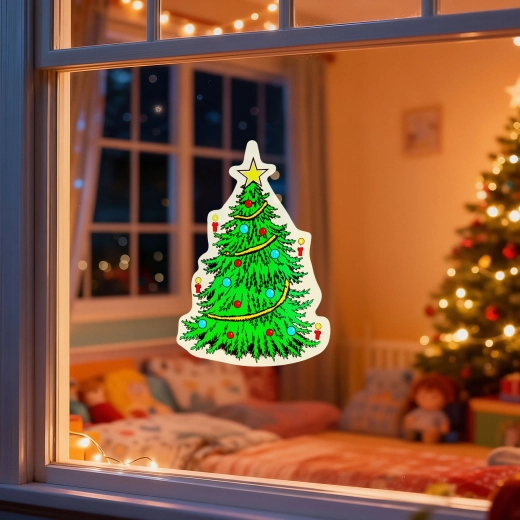 Décoration de fenêtre de Noël en forme de sapin avec ventouse