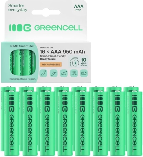 Batteries rechargeables Green Cell AAA (HR03) 950 mAh – 16 pièces
