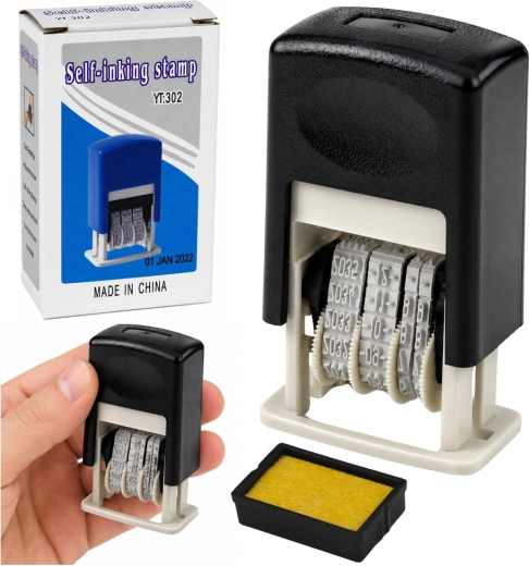 Tampon dateur automatique réglable, noir - 1 pièce