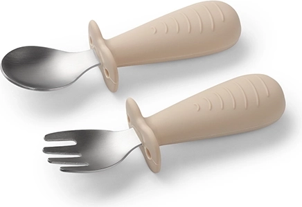 BabyOno couverts pour bébé avec butée, beige, 12m+