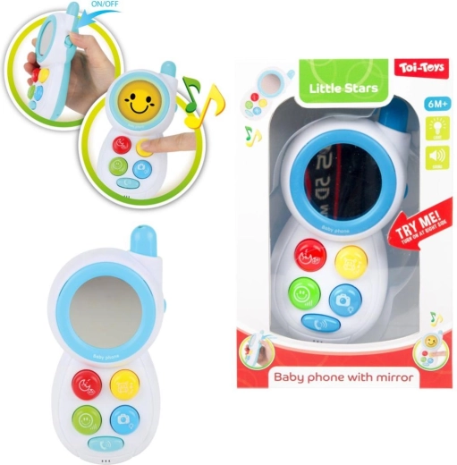 Téléphone portable pour enfants avec miroir, lumière et sons