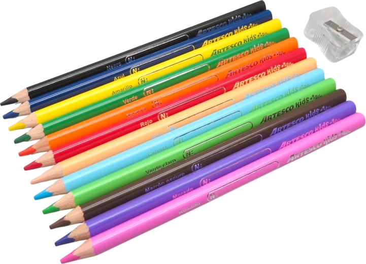 Crayons de couleur jumbo – set de 12 pcs + taille-crayon