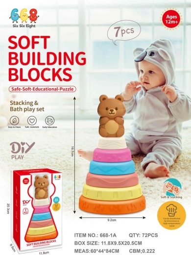 Pyramide sensorielle souple et colorée avec ourson