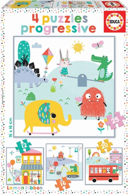 Puzzle pour enfants EDUCA Lemon Ribbon 4-en-1 (12–25 pièces)