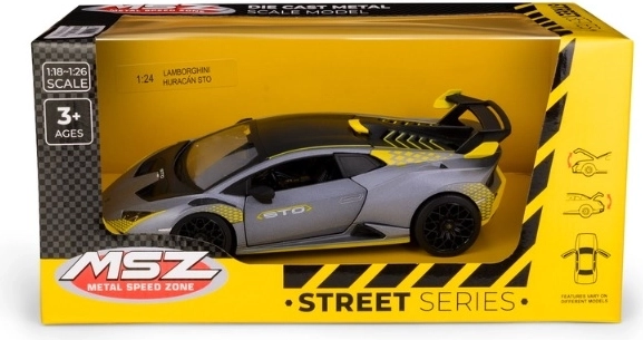 Modèle réduit de voiture Lamborghini Huracán STO à l'échelle 1:24, gris argenté