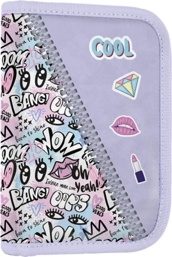 Trousse scolaire Funny Girl, 1 compartiment, 2 rabats, vide