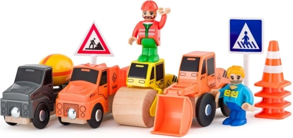Véhicules de chantier avec conducteurs – ensemble en bois pour enfants