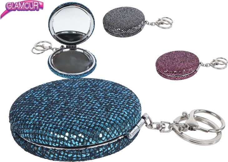 Porte-clés Glamour avec miroir et paillettes