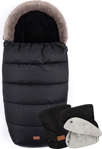 Petite&Mars chancelière d’hiver 4en1 Comfy Forever black + manchons Jasie ink black