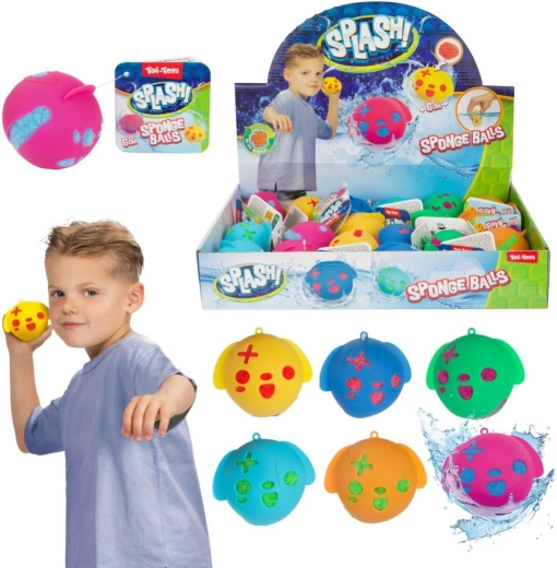 Balle d’eau souple en éponge 6 cm – assortiment de couleurs