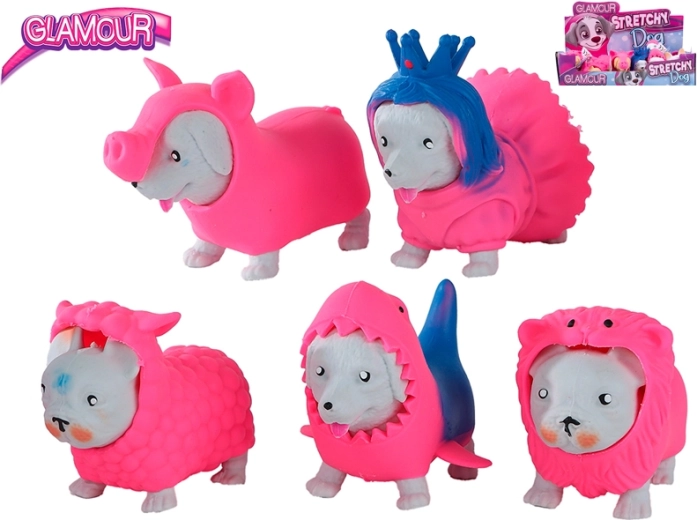 Chien antistress extensible avec costumes amovibles