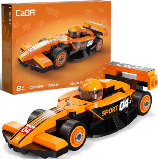 CaDA kit de construction voiture de course Circuit Racing Car orange 70 pièces