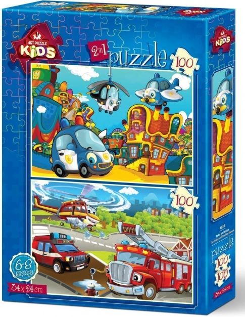 Puzzle police et pompiers 2×100 pièces