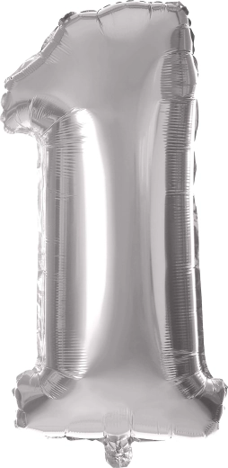 Ballon en feuille chiffre 1 30 cm argenté TORO