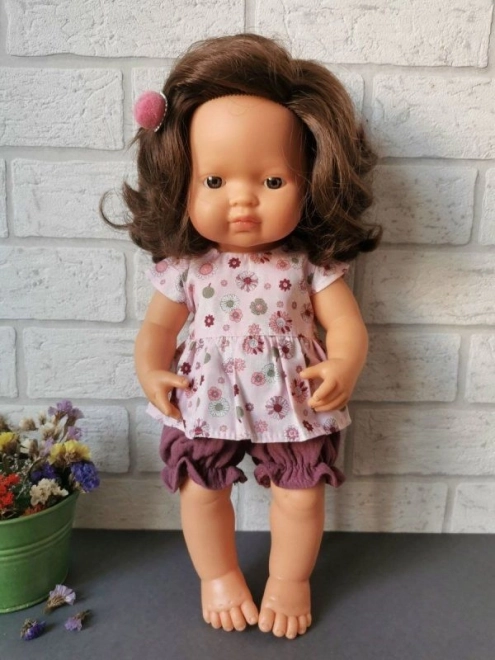 Tunique et culotte pour poupée 38 cm rosettes roses