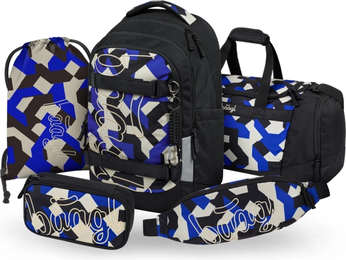 Baagl ensemble scolaire 5 en 1 Skate Max Variety – sac à dos, trousse, sac de sport/éducation physique, sac de sport bandoulière et banane (GRS)