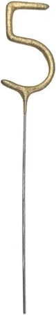 Feu froid doré pour gâteau chiffre 5 15 cm - 1 pièce